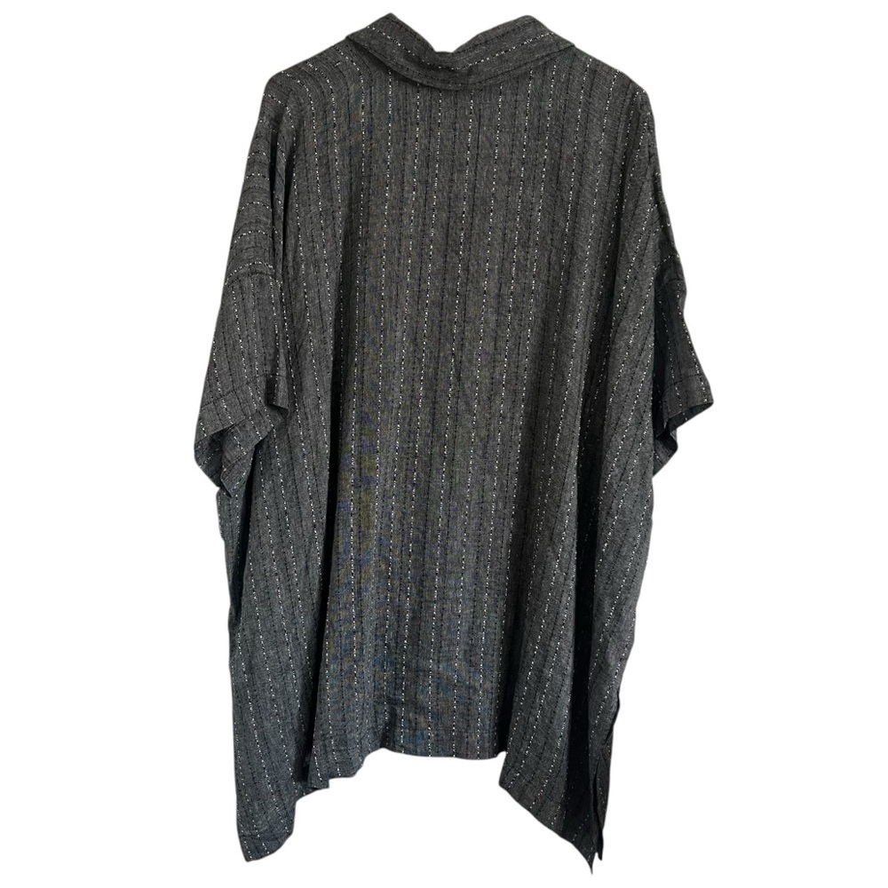 ESKANDAR Linen Blend Oversized Collared Short Sleeve Tunic Top - Picture 3 of 12